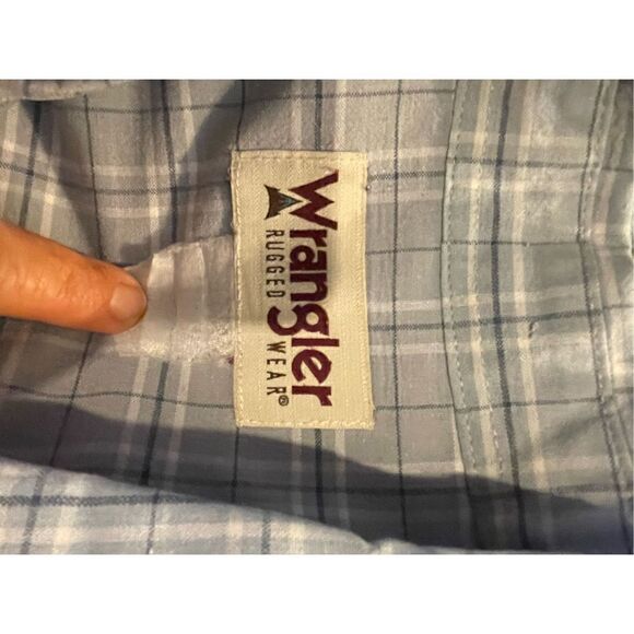 Wrangler Rugged Wear Button Down Gray Checkered Short Sleeve Shirt Size 2X/3X - Picture 4 of 9